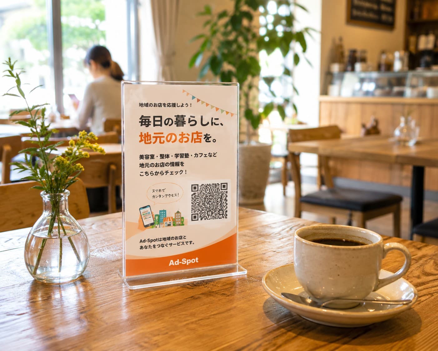 カフェテーブルに設置されたPOP広告